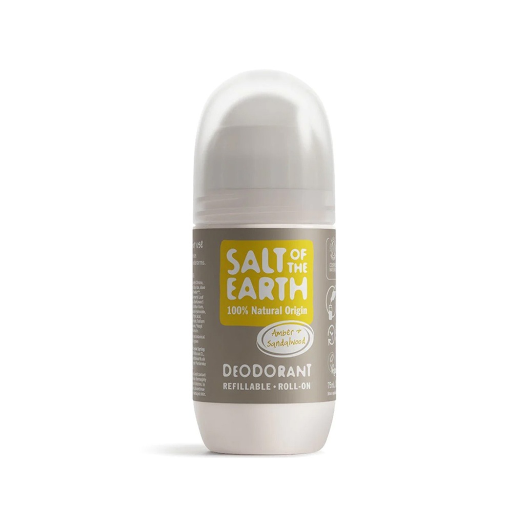 Salt of the Earth      Amber & Sandalwood Natural Refillable Roll-On Deodorant