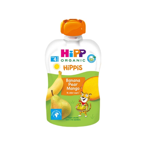 Hipp      HiPPiS Banane, Dardhë dhe Mango (4m+)