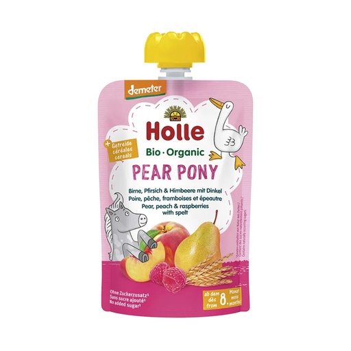 Holle      Pear Pony Pure frutash dardhë, pjeshkë, manaferra dhe tërshërë (8m+)