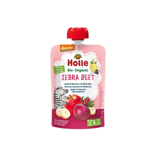 Holle      Zebra Beet Pure frutash me mollë, banane dhe rrepë (6m+)