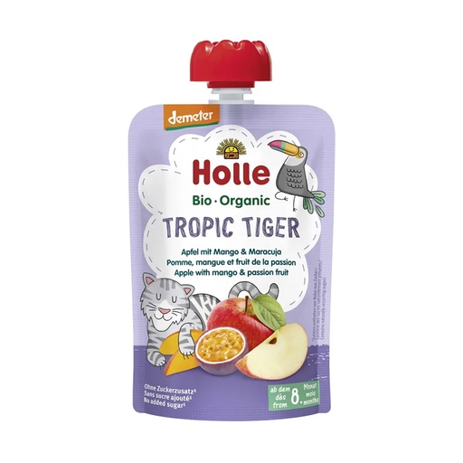 Holle      Tropic Tiger Pure frutash mollë, mango dhe frut pasioni (8m+)