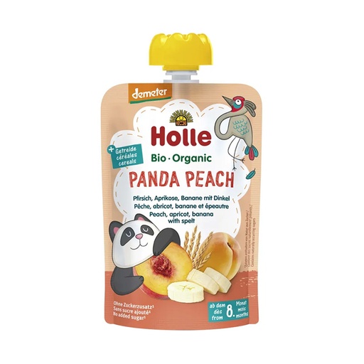 Holle      Panda Peach Pure frutash pjeshkë, kajsi, banane dhe tërshërë (8m+)