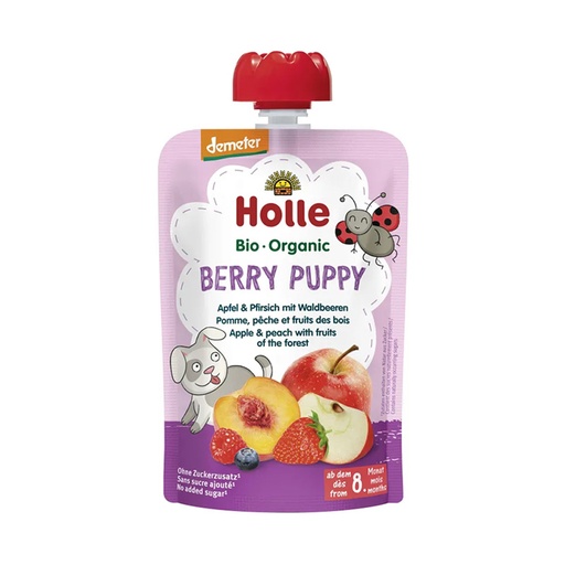 Holle      Berry Puppy Pure frutash mollë, pjeshkë dhe fruta pylli (8m+)