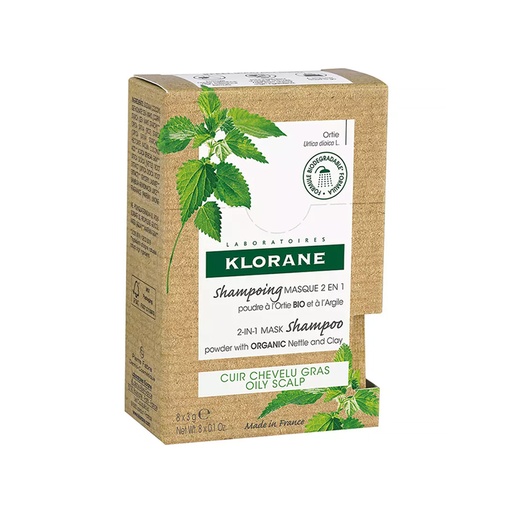 Klorane      Maskë-shampo 2 në 1 me hithër dhe argjilë